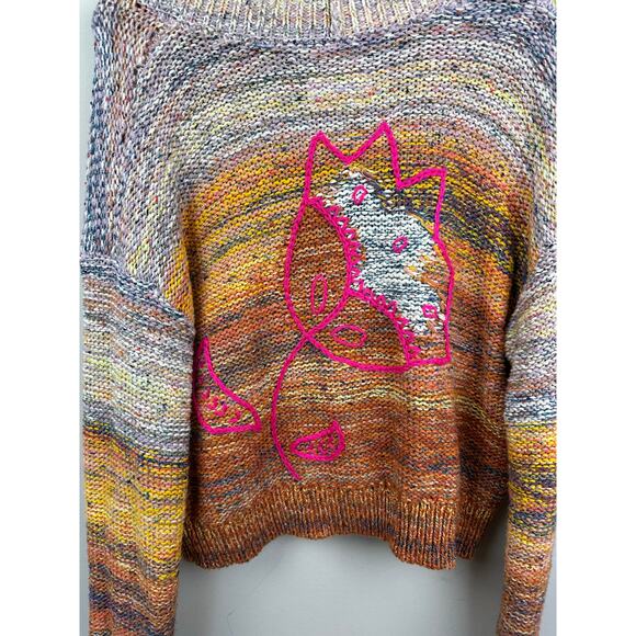 Anthropologie Pilcro Ombré Flower Sunset Cardigan Sweater Size Medium - Picture 7 of 13